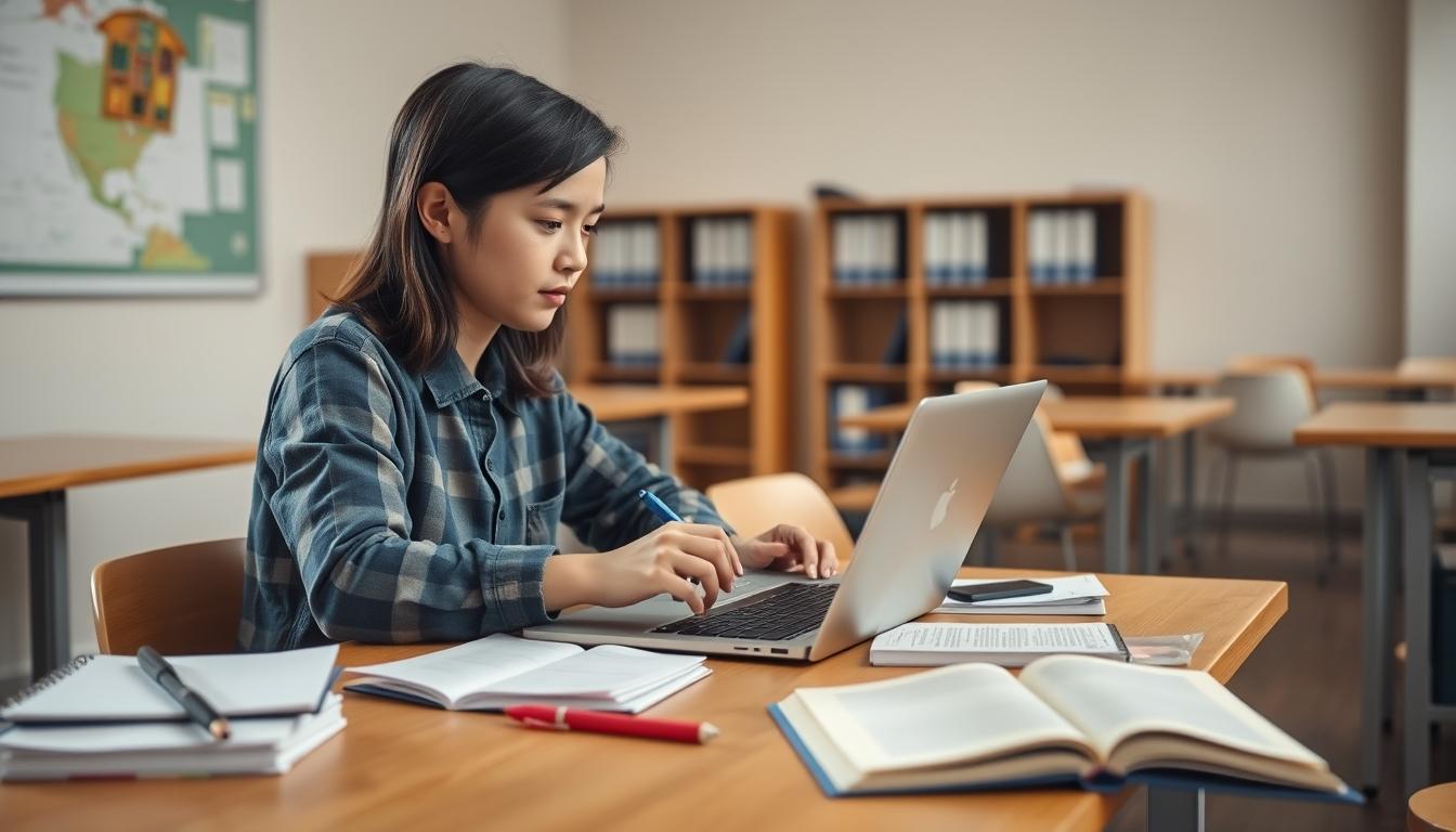 Student developing practical and academic skills